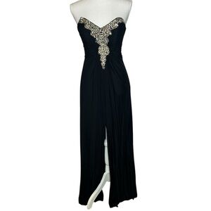 Decode black ruched  strapless top with embellishments prom dress size 6